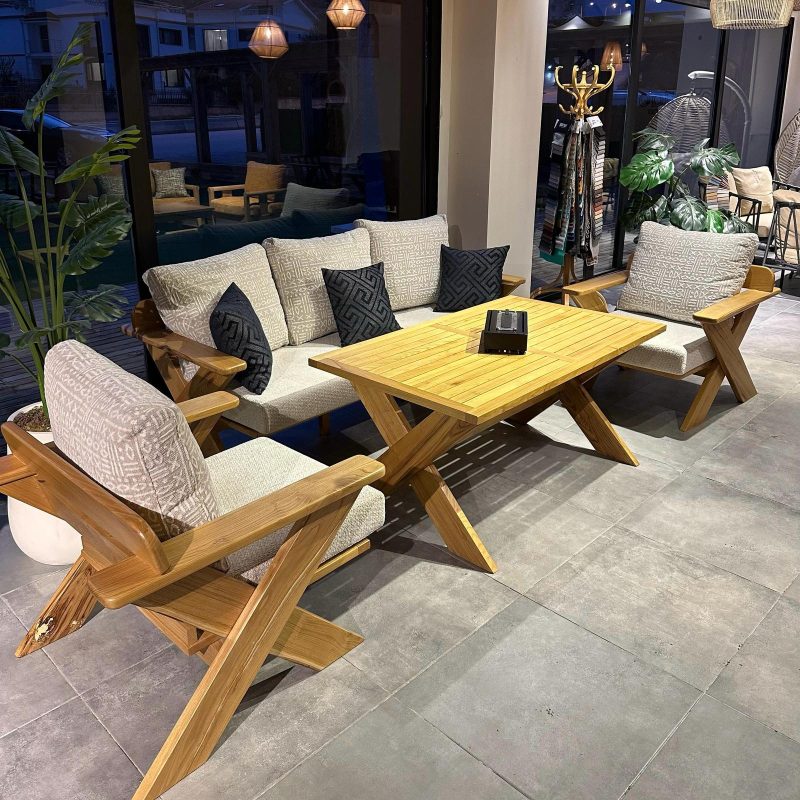 X Model Ahşap Oturma Grubu