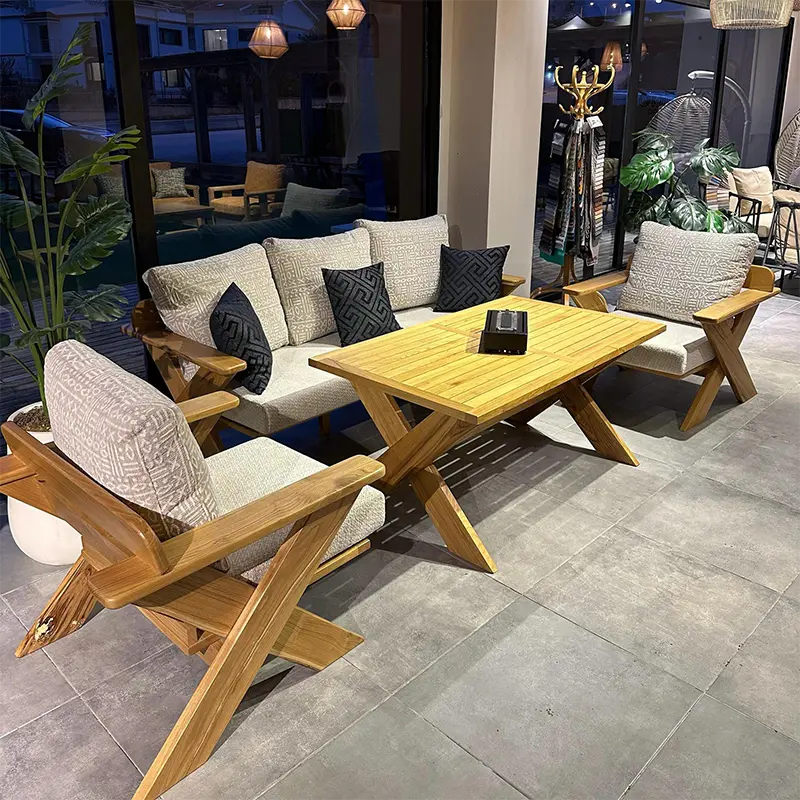 X Model Ahşap Oturma Grubu